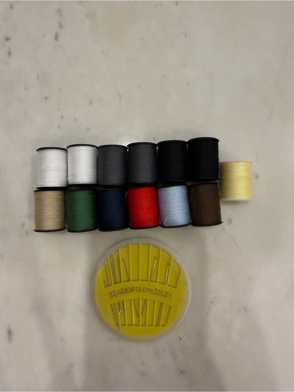Assorted Thread Spools and Sewing Needles - Multicolor